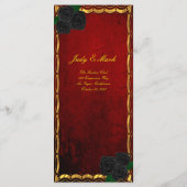 Gotische Zwarte Rozen Bloed Rood Trouwmenu Menu (Achterkant)
