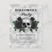 Gotische zwarte Rozen en schedel Halloween Party Briefkaart (Voorkant)