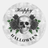 Gotische zwarte Rozen en schedel Halloween Ronde Sticker (Voorkant)