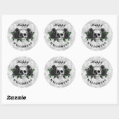 Gotische zwarte Rozen en schedel Halloween Ronde Sticker (Vel)