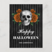 Gotische zwarte Rozen en schedel Happy Halloween Briefkaart (Voorkant)