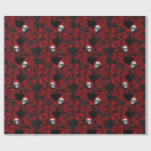 Gotische Zwarte Rozen en Schedels Cadeaupapier (Vlak)