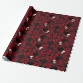 Gotische Zwarte Rozen en Schedels Cadeaupapier (Uitgerold)