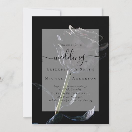 Gotische Zwarte Rozen Gotisch Huwelijksuitnodiging (Voorkant)