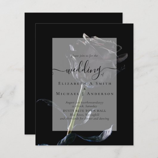 Gotische Zwarte Rozen Gotisch Huwelijksuitnodiging (Voorkant / Achterkant)