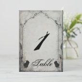 Gotische zwarte rozen latwerk huwelijks tafelnumme kaart (Staand voorkant)