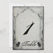 Gotische zwarte rozen latwerk huwelijks tafelnumme kaart (Achterkant)
