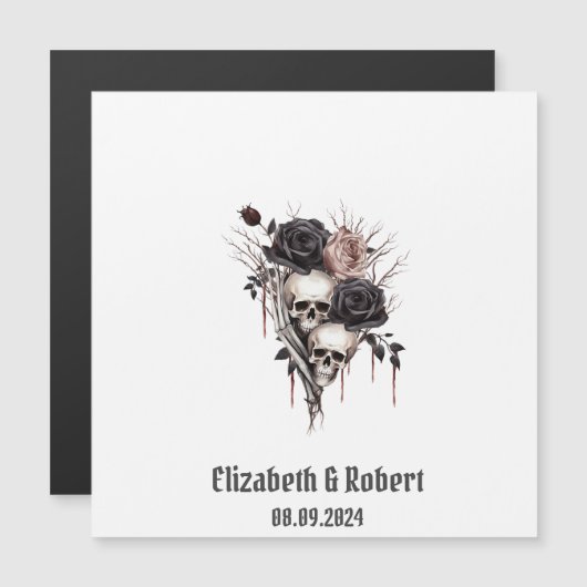Gotische zwarte Rozen schedels bruiloft (Voorkant / Achterkant)