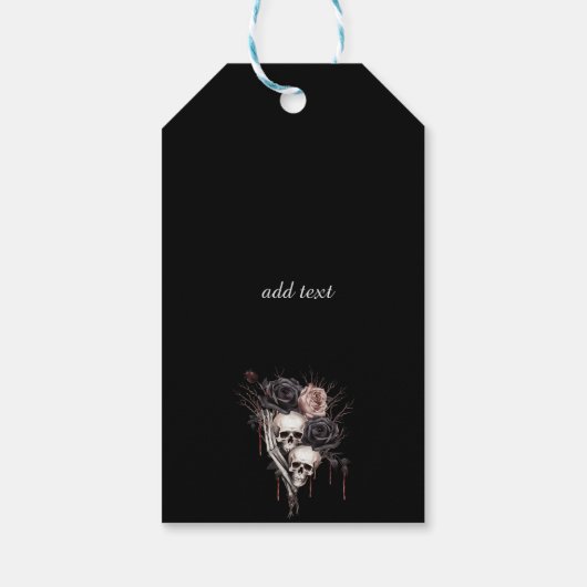 Gotische zwarte Rozen schedels Cadeaulabel (Achterkant)