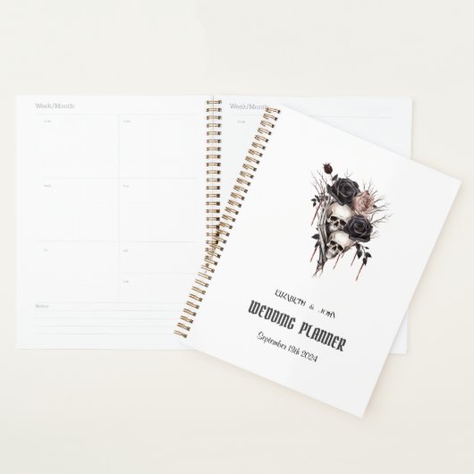 Gotische Zwarte Rozen Schedels Planner (Display)