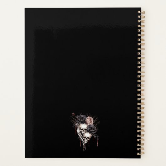 Gotische zwarte Rozen schedels Planner (Achterkant)