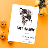 Gotische zwarte Rozen schedels slaan de datum op Save The Date