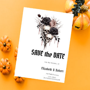 Gotische zwarte Rozen schedels slaan de datum op Save The Date