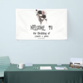 Gotische zwarte Rozen schedels Spandoek (Beurs)