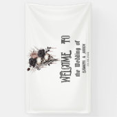 Gotische zwarte Rozen schedels Spandoek (Verticaal)