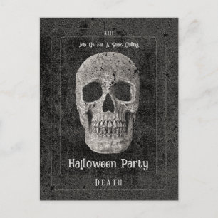 Gotische  Zwarte Schedel Tarot Halloween Party Uitnodiging Briefkaart
