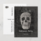 Gotische Zwarte Schedel Tarot Halloween Party Uitnodiging Briefkaart (Voorkant / Achterkant)