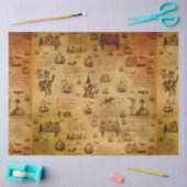 Gotische zwarte Sinaasappel kraai Decoupage Tissuepapier (Craft)