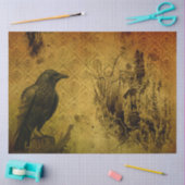 Gotische zwarte Sinaasappel kraai Decoupage Tissuepapier (Craft)