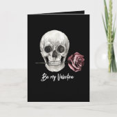 Gotische Zwarte Skelet Schedel Roos Valentijnsdag Feestdagen Kaart (Voorkant)