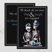 Gotische, zwarte, skelet verlovingsaankondiging kaart (Voorkant / Achterkant)