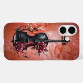 Gotische zwarte viool met rode rozen Case-Mate iPhone case (Achterkant (horizontaal))