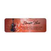 Gotische zwarte viool met rode rozen etiket (Voorkant)