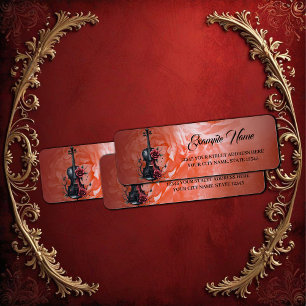 Gotische zwarte viool met rode rozen etiket
