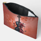 Gotische zwarte viool met rode rozen etui (Open)