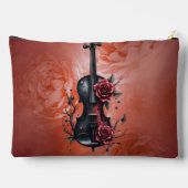 Gotische zwarte viool met rode rozen etui (Achterkant)