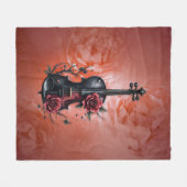 Gotische zwarte viool met rode rozen fleece deken (Voorkant (Horizontaal))