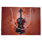 Gotische zwarte viool met rode rozen groot cadeauzakje (Achterkant)