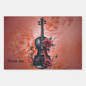 Gotische zwarte viool met rode rozen inpakpapier vel (Voorkant)