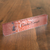 Gotische zwarte viool met rode rozen naambordje (Zijkant)