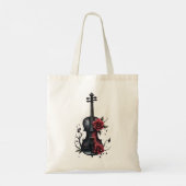 Gotische zwarte viool met rode rozen tote bag (Achterkant)