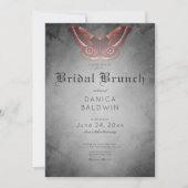 Gotische Zwarte Waterverf Rode Mot Bruids Brunch Kaart (Voorkant)