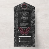 Gotische zwarte wijn filigraan mot geen diner brui all in one uitnodiging (Binnen)