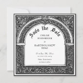 Gotische Zwarte Witte Middeleeuwse Tot de Dood Huw Save The Date (Voorkant)