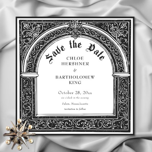 Gotische Zwarte Witte Middeleeuwse Tot de Dood Huw Save The Date