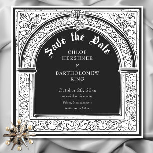 Gotische Zwarte Witte Middeleeuwse Tot de Dood Huw Save The Date