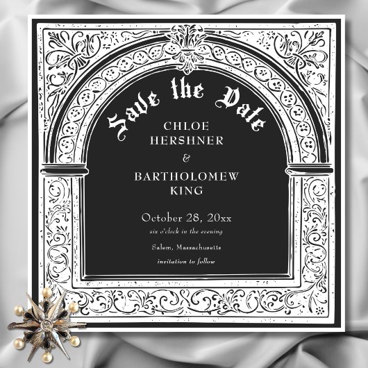 Gotische Zwarte Witte Middeleeuwse Tot de Dood Huw Save The Date