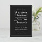 Gotische Zwarte Witte Serif Script Namen Huwelijk Kaart (Staand voorkant)