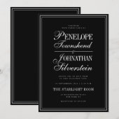 Gotische Zwarte Witte Serif Script Namen Huwelijk Kaart (Voorkant / Achterkant)
