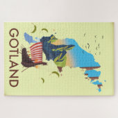 Gotland Baltic Zee Viking Travel-kaart Legpuzzel (Horizontaal)