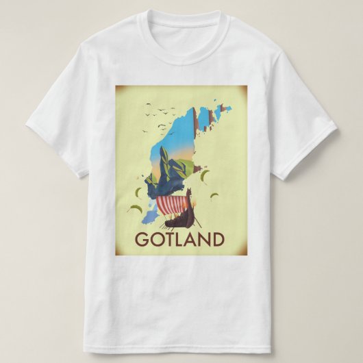 Gotland Baltic Zee Viking Travel-kaart T-shirt (Design voorkant)