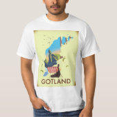 Gotland Baltic Zee Viking Travel-kaart T-shirt (Voorkant)