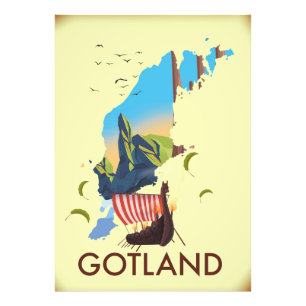 Gotland Baltische Zee Viking Reis kaart Foto Afdruk