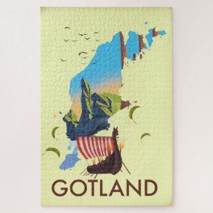 Gotland Baltische Zee Viking Reis kaart Legpuzzel