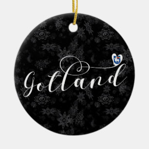 Gotland Flag Heart Script Design, Zweden Keramisch Ornament