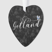 Gotland Flag Heart Script Design, Zweden Ornament (voorkant)